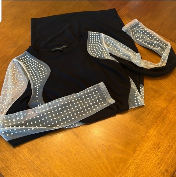 Symphony black and mesh studded bodycon mini dress size S (59) - Picture 9 of 9